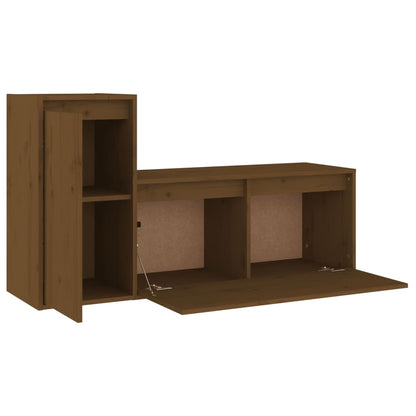 Mobili Porta TV 2 pz Marrone ambra in Legno Massello di Pino