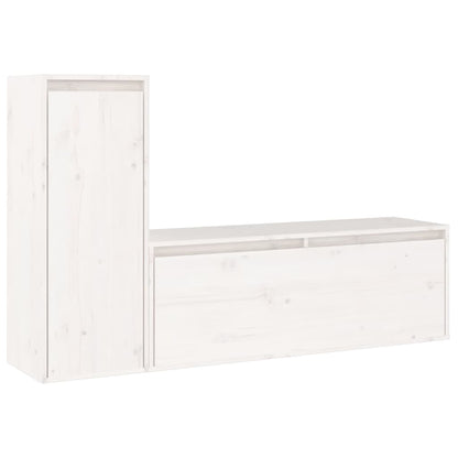 Mobili Porta TV 2 pz Bianchi in Legno Massello di Pino