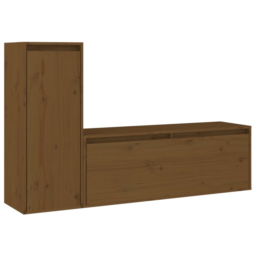 Mobili Porta TV 2 pz ambra in Legno Massello di Pino