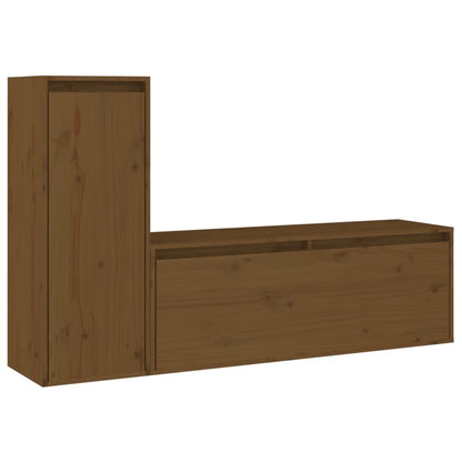 Mobili Porta TV 2 pz ambra in Legno Massello di Pino