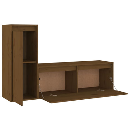 Mobili Porta TV 2 pz ambra in Legno Massello di Pino