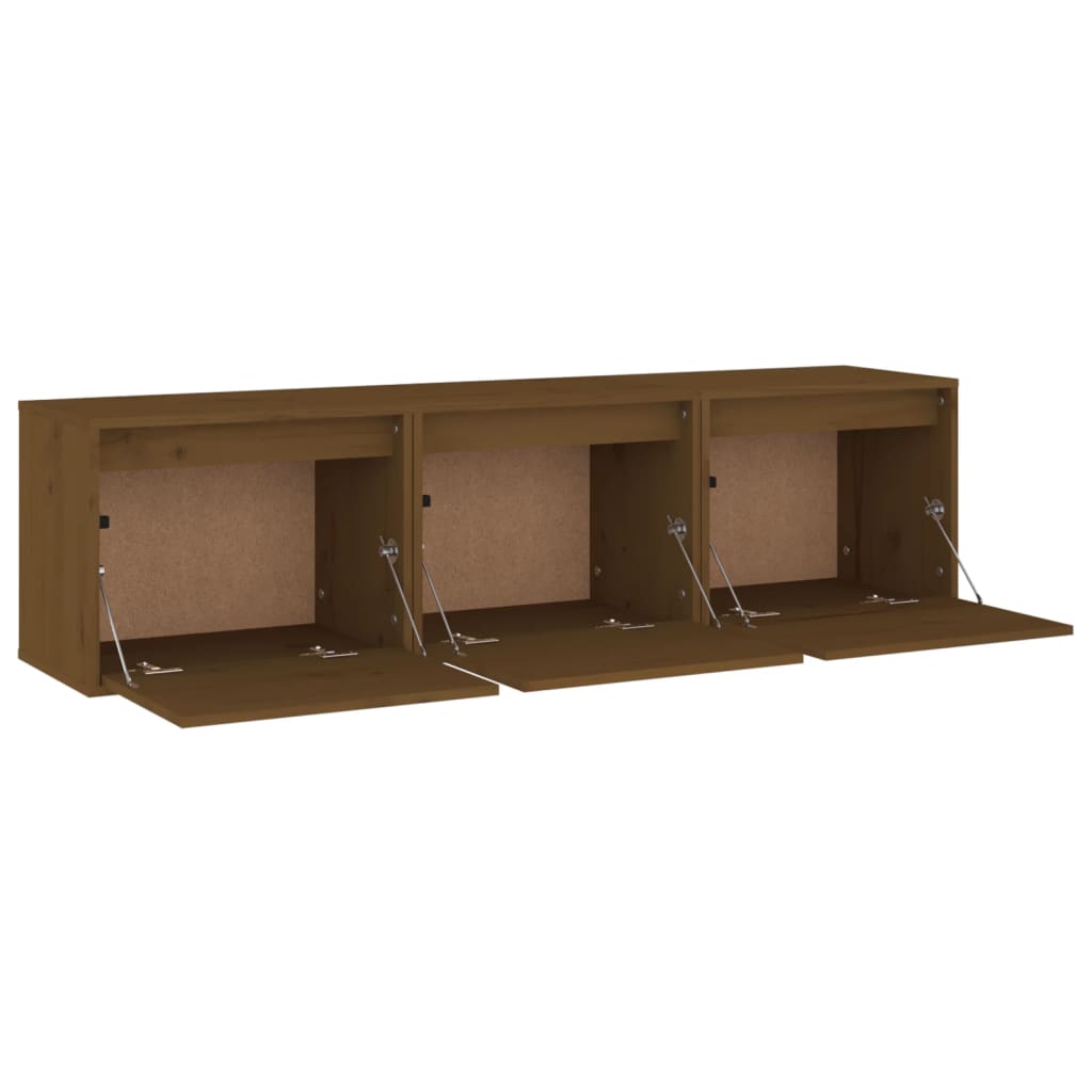 Mobili Porta TV 3 pz ambra in Legno Massello di Pino