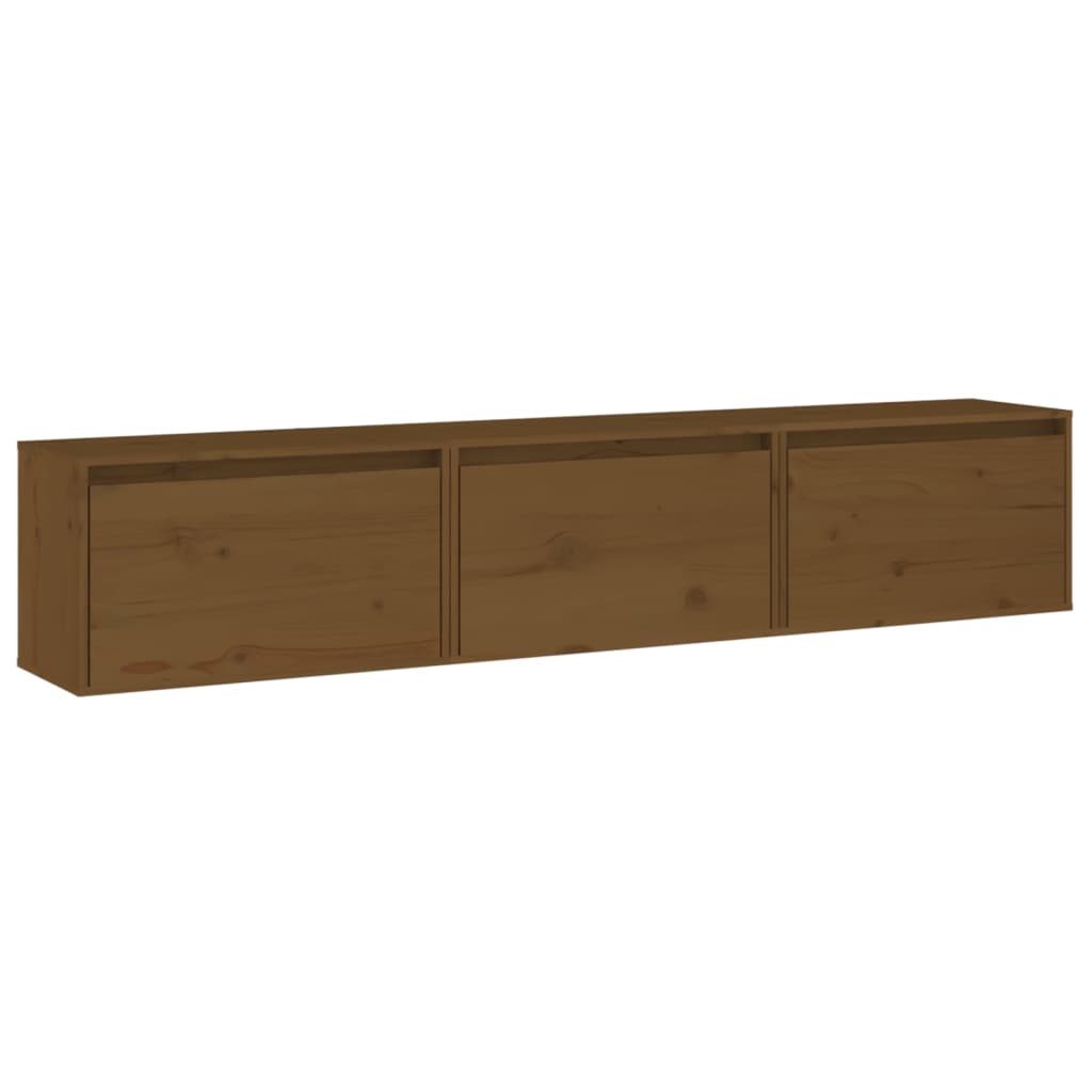 Mobili TV 3 pz ambra in Legno Massello di Pino