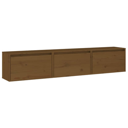 Mobili TV 3 pz ambra in Legno Massello di Pino