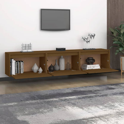 Mobili TV 3 pz ambra in Legno Massello di Pino