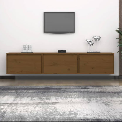 Mobili TV 3 pz ambra in Legno Massello di Pino