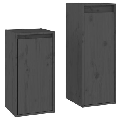Mobili Porta TV 2 pz Grigi in Legno Massello di Pino
