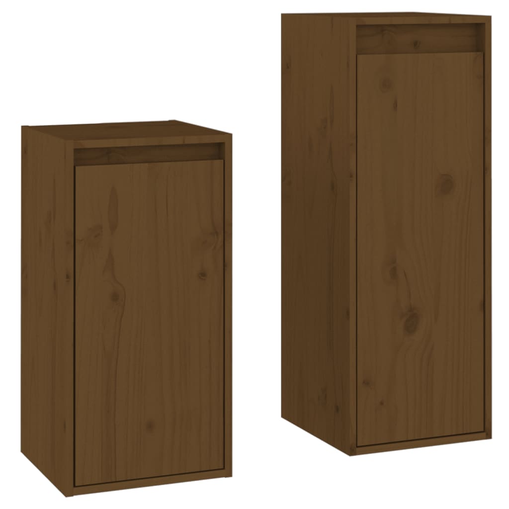 Mobili Porta TV 2 pz ambra in Legno Massello di Pino