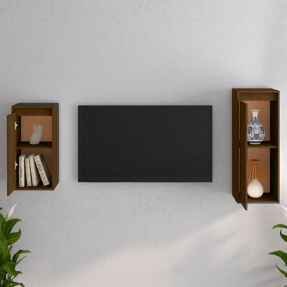 Mobili Porta TV 2 pz ambra in Legno Massello di Pino