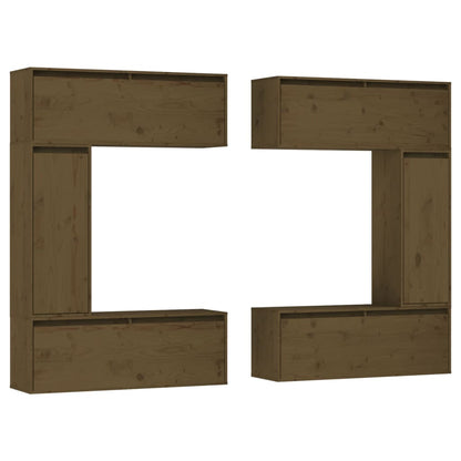Mobili Porta TV 6 pz ambra in Legno Massello di Pino