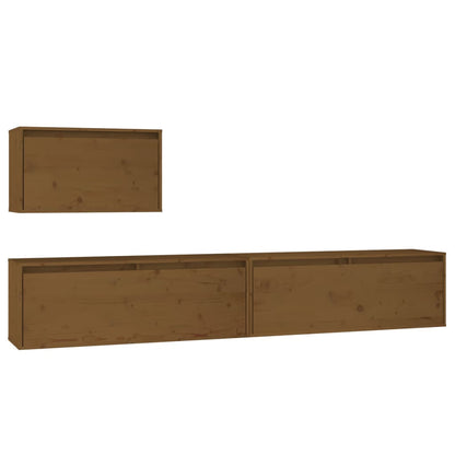 Mobili Porta TV 3 pz ambra in Legno Massello di Pino