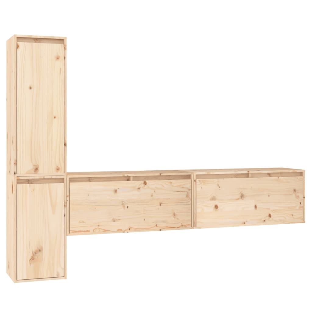 Mobili Porta TV 4 pz in Legno Massello di Pino