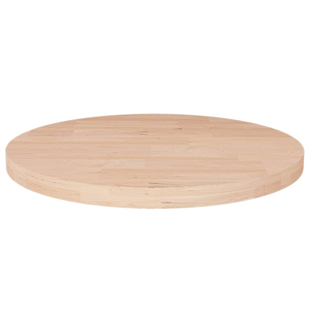 Piano Tavolo Rotondo ÃƒËœ50x2,5 cm Massello di Rovere Non Trattato