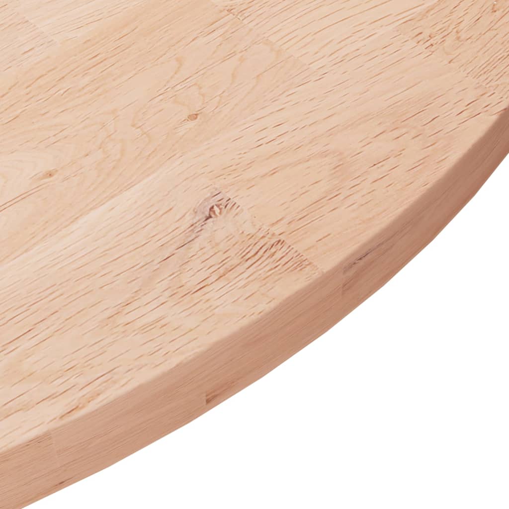 Piano Tavolo Rotondo Ã˜80x2,5 cm Massello di Rovere Non Trattato