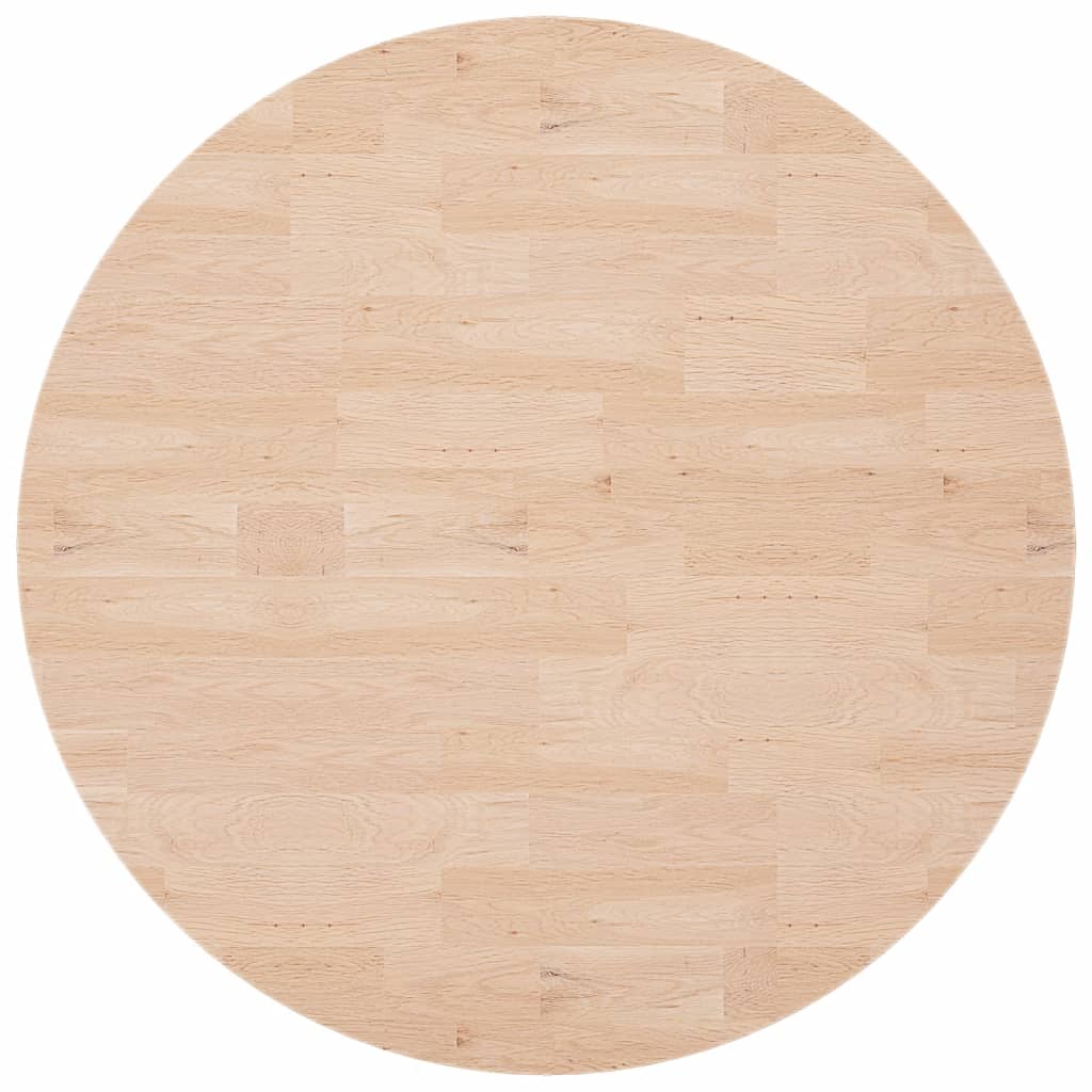 Piano Tavolo Rotondo ÃƒËœ90x2,5 cm Massello di Rovere Non Trattato