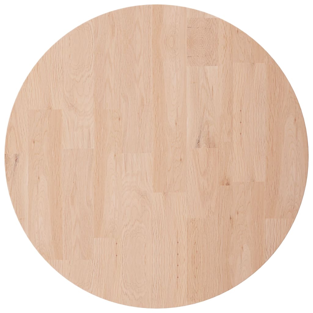 Piano Tavolo Rotondo Ã˜50x4 cm Massello di Rovere Non Trattato