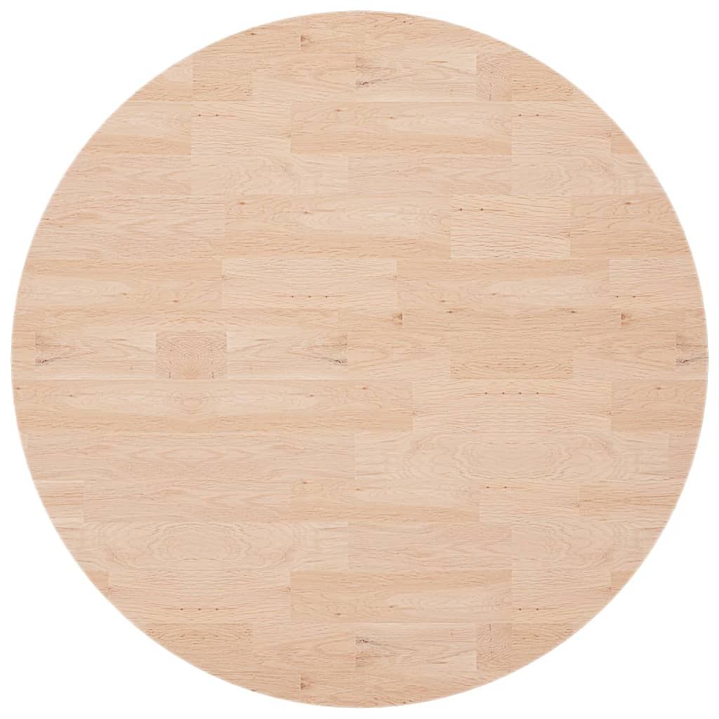Piano Tavolo Rotondo Ã˜90x4 cm Massello di Rovere Non Trattato