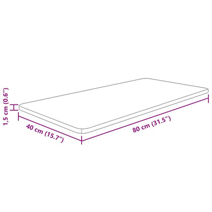 Piano Bagno 80x40x1,5 cm Legno Massello Non Trattato