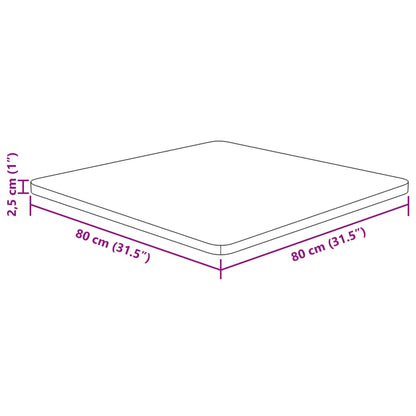 Piano Tavolo Quadrato 80x80x2,5 cm Massello Rovere Non Trattato