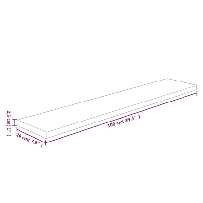 Ripiano 100x20x2,5 cm Legno Massello di Rovere Non Trattato