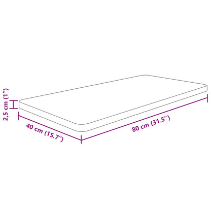 Piano Bagno 80x40x2,5 cm in Legno Massello Non Trattato