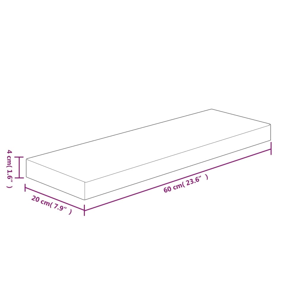 Ripiano60x20x4 cm Legno Massello di Rovere Non Trattato