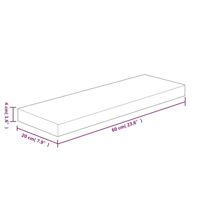 Ripiano60x20x4 cm Legno Massello di Rovere Non Trattato