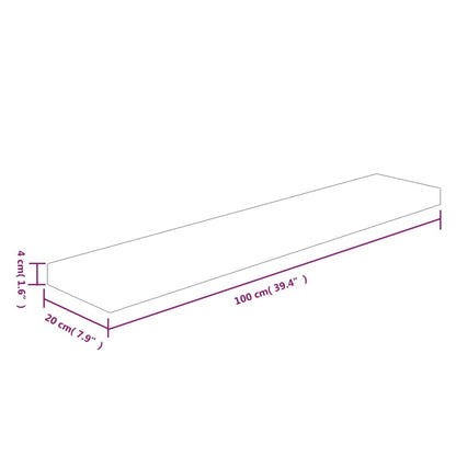Ripiano 100x20x4 cm Legno Massello di Rovere Non Trattato
