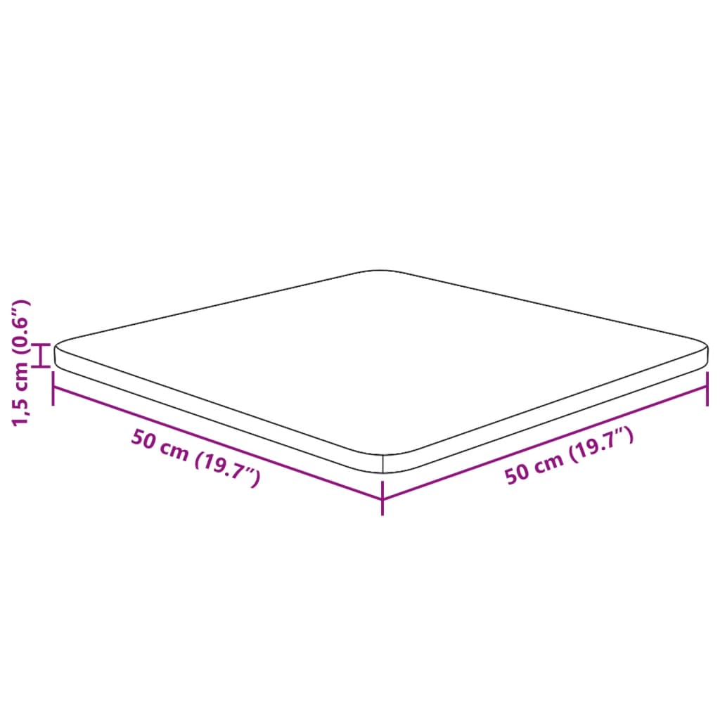 Piano Tavolo Quadrato Marrone Scuro 50x50x1,5cm Rovere Trattato