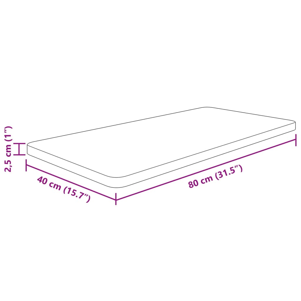 Piano Bagno Marrone Chiaro 80x40x2,5cm Legno Massello Trattato