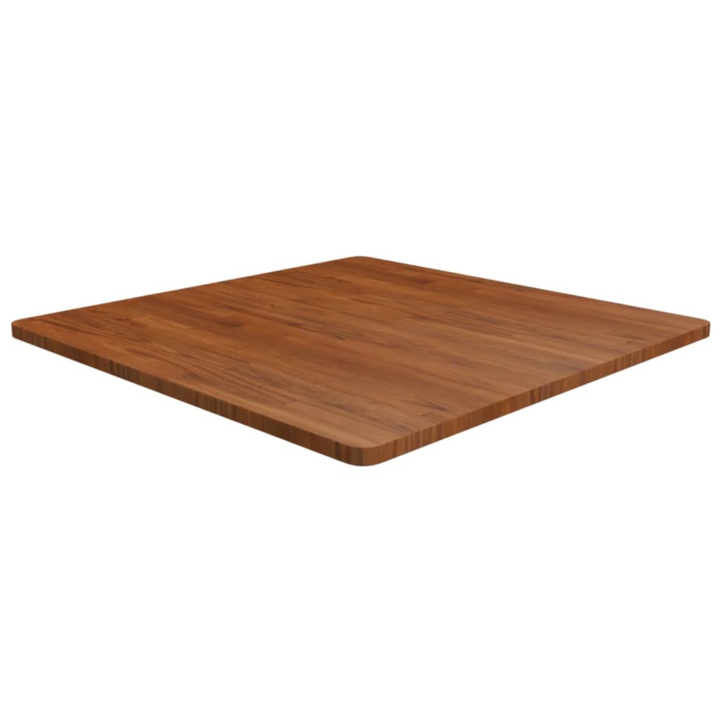 Piano Tavolo Quadrato Marrone Scuro 90x90x2,5cm Rovere Trattato