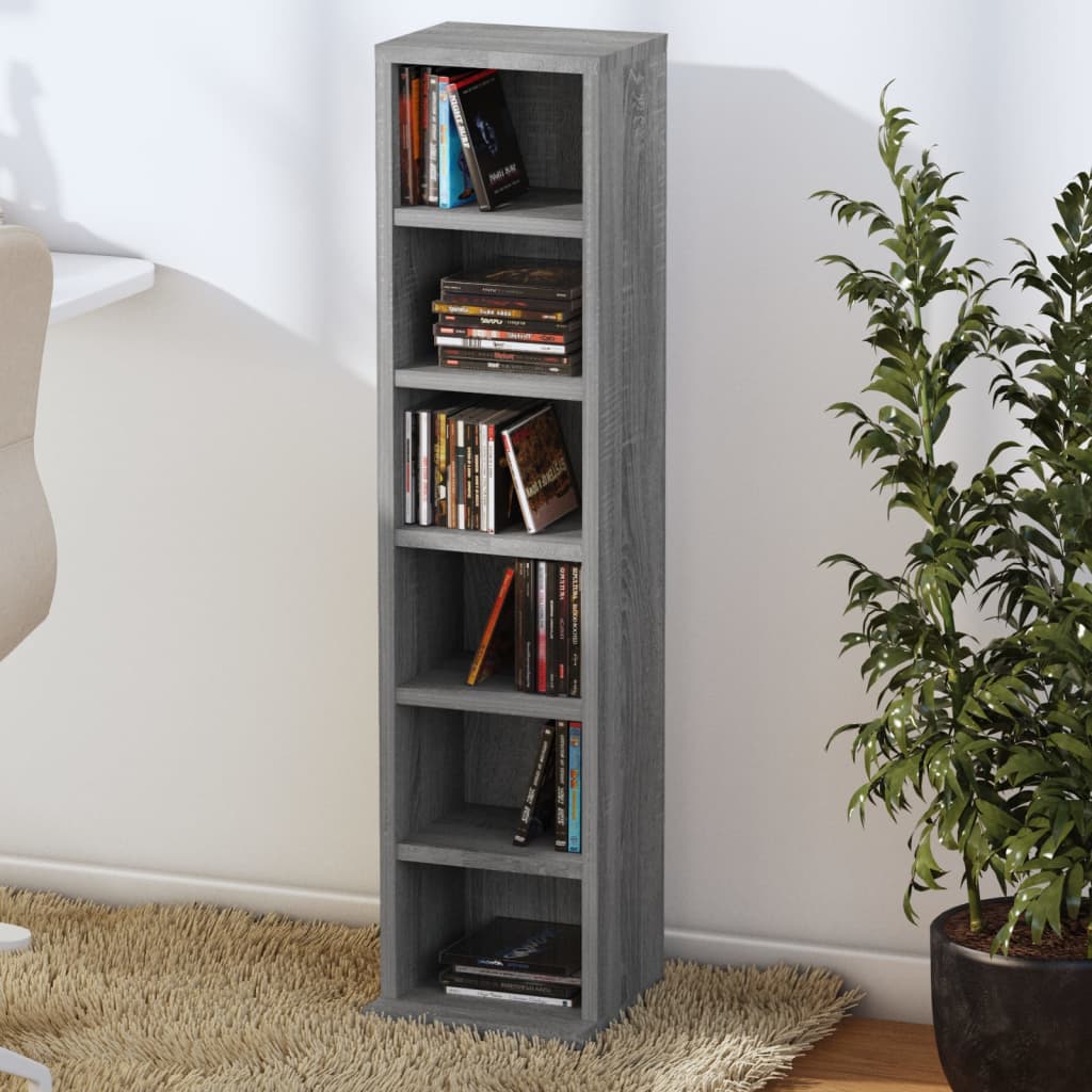 Mobile Porta CD Grigio Sonoma 21x20x88 cm in Legno Multistrato