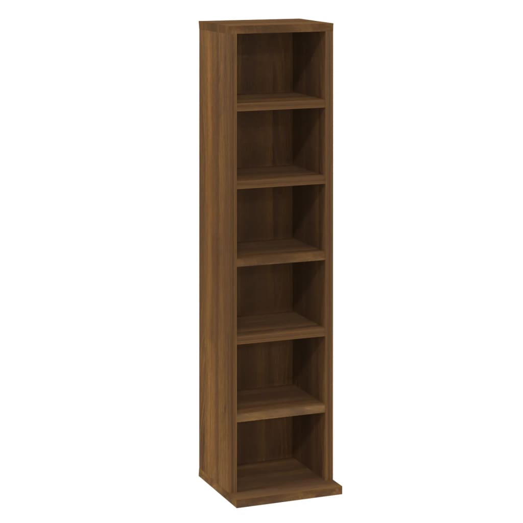 Mobile Porta CD Rovere Marrone 21x20x88 cm in Legno Multistrato