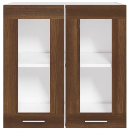 Mobile Pensile con Vetro Rovere Marrone 60x31x60 cm Multistrato