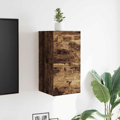 Armadietti TV Montati a Parete 2pz Rovere Fumo 30,5x30x30 cm