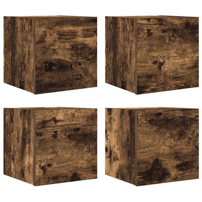 Armadietti TV Montati a Parete 4pz Rovere Fumo 30,5x30x30 cm