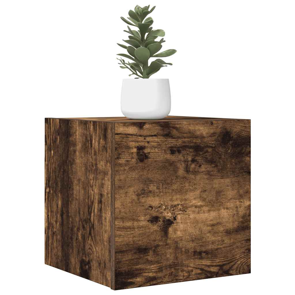 Armadietti TV Montati a Parete 4pz Rovere Fumo 30,5x30x30 cm