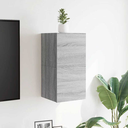 Armadietti TV Montati a Parete 2pz Grigio Sonoma 30,5x30x30 cm