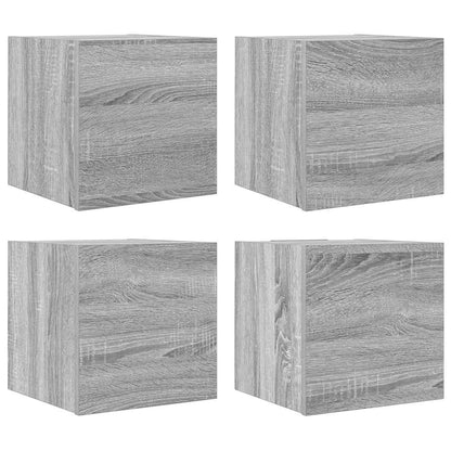 Armadietti TV Montati a Parete 4 pz Grigio Sonoma 30,5x30x30 cm