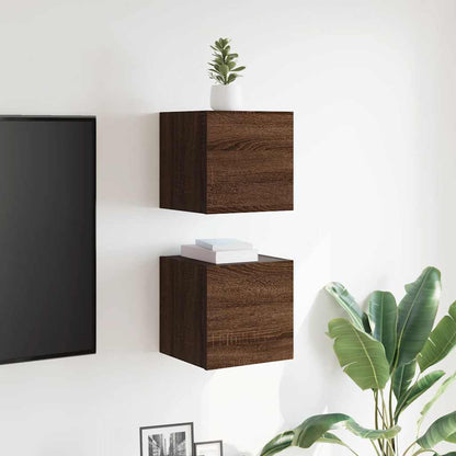 Armadietti TV Montati a Parete 2pz Rovere Marrone 30,5x30x30 cm