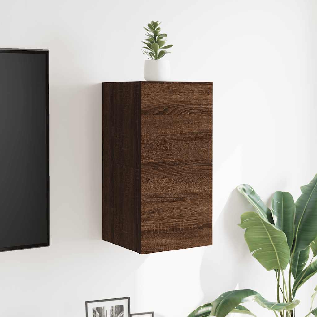 Armadietti TV Montati a Parete 2pz Rovere Marrone 30,5x30x30 cm