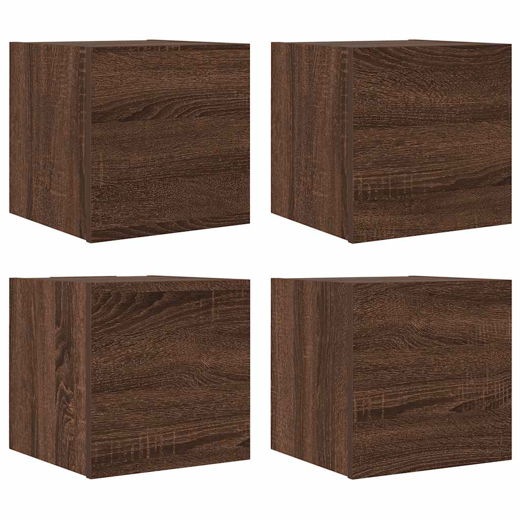 Armadietti TV Montati a Parete 4pz Rovere Marrone 30,5x30x30 cm