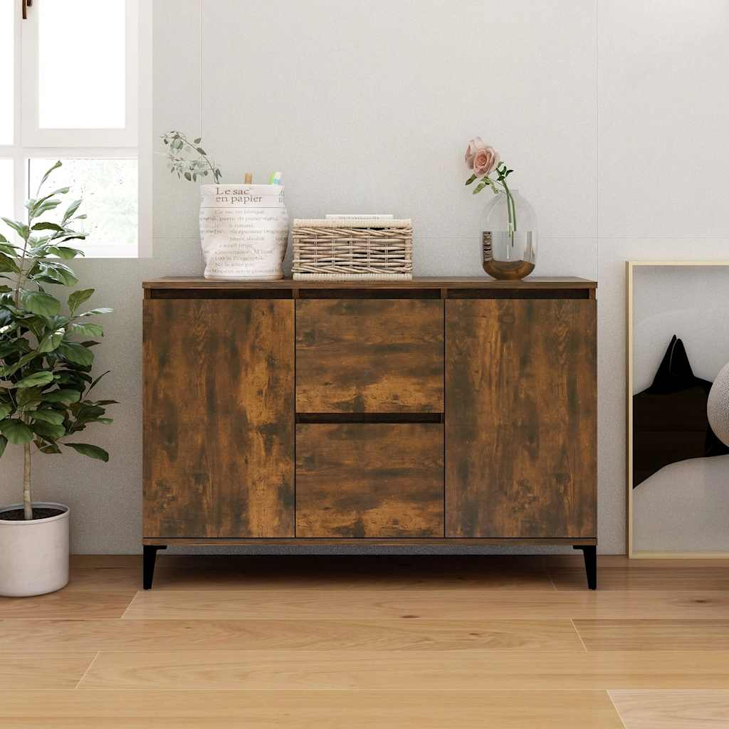 Credenza Rovere Fumo 102x35x70 cm in Legno Multistrato