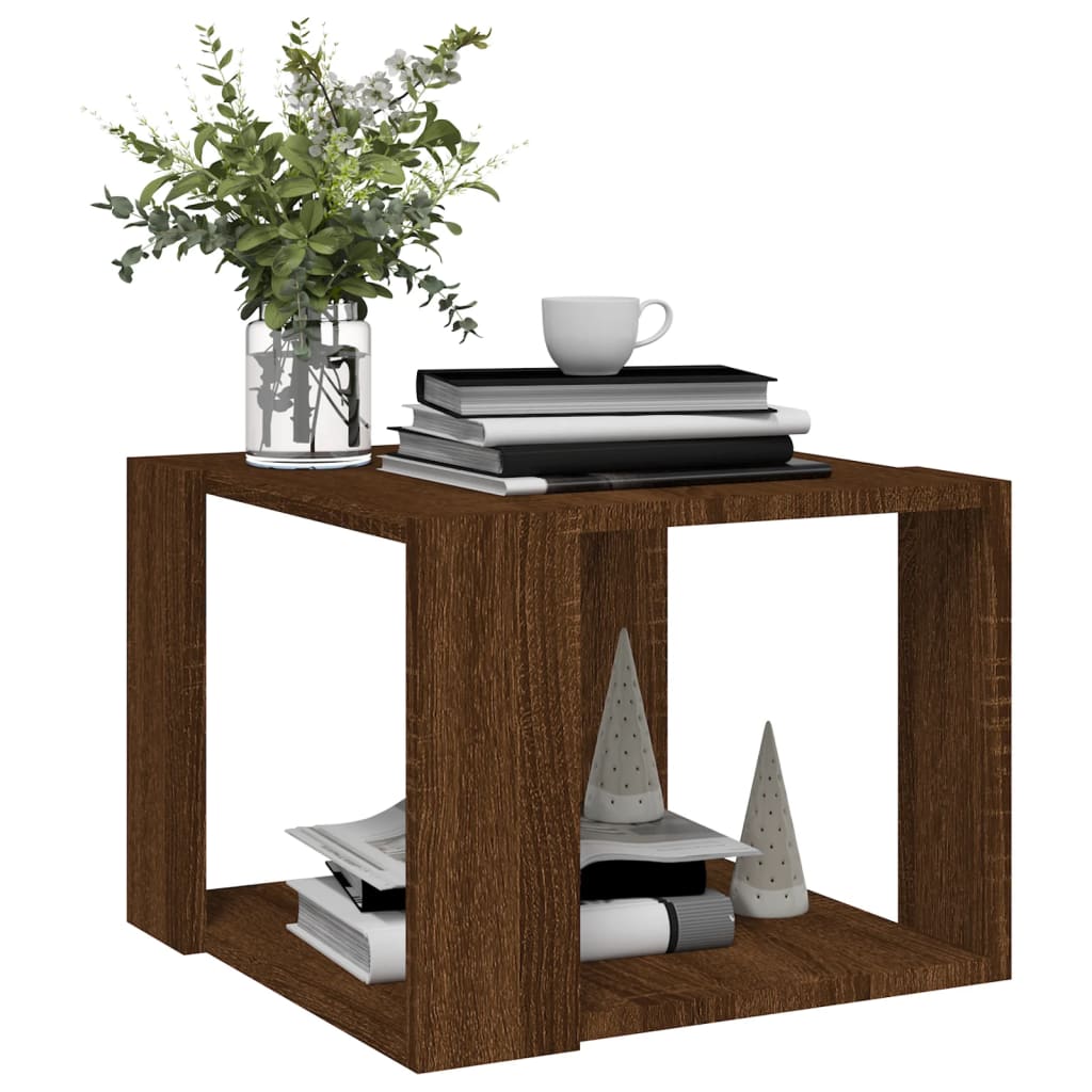 Tavolino Salotto Rovere Marrone 40x40x30cm Legno Ingegnerizzato
