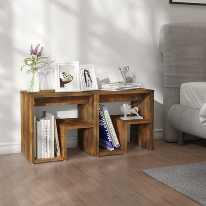 Comodini Rovere Fumo 2 pz 40x30x40 cm in Legno Multistrato