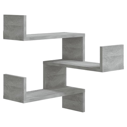 Scaffale Parete Angolo 2pz Grigio Sonoma 40x40x50cm Multistrato