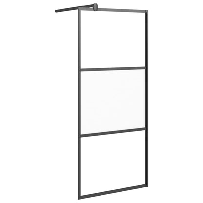 Parete Doccia Walk in 90x195 cm Vetro Semi Smerigliato ESG Nero