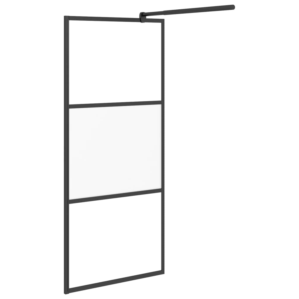 Parete Doccia Walk in 90x195 cm Vetro Semi Smerigliato ESG Nero
