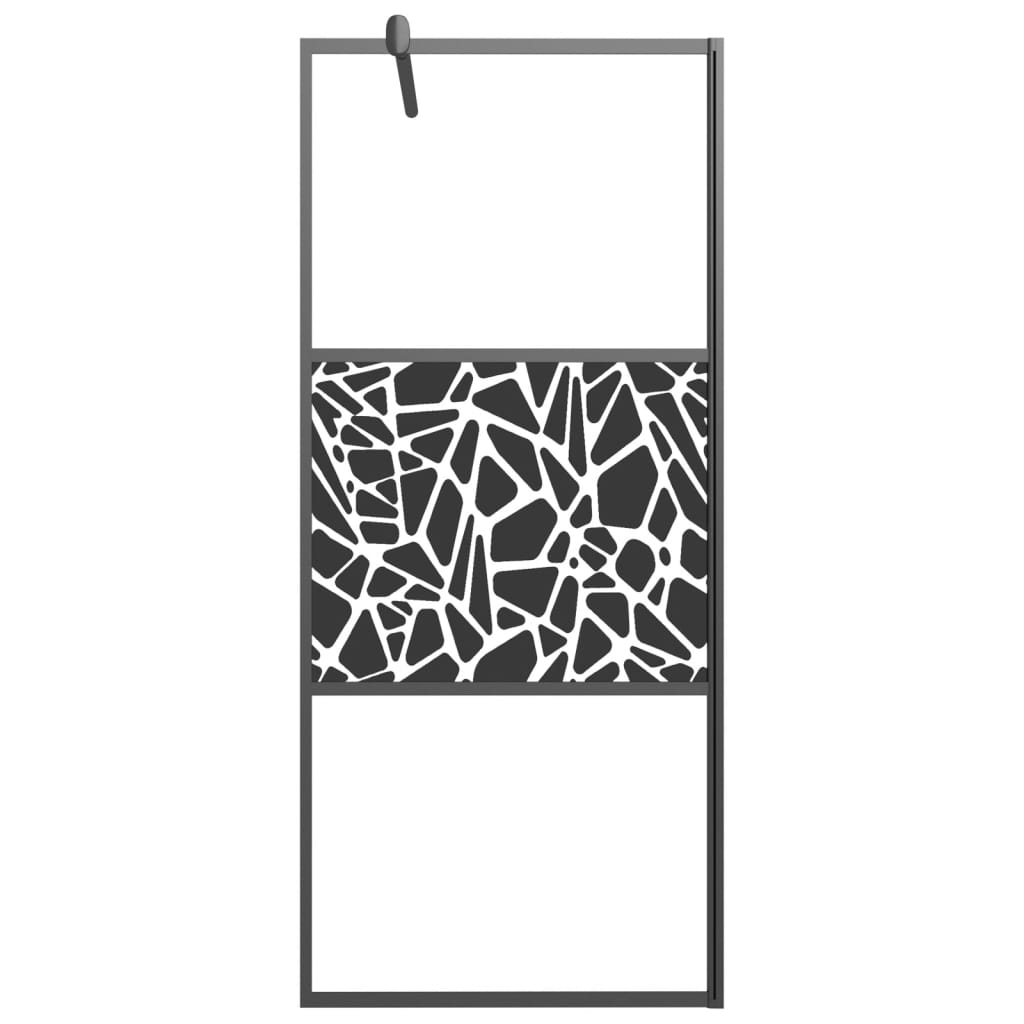 Parete Doccia Walk in 80x195cm Vetro ESG con Design Pietre Nero