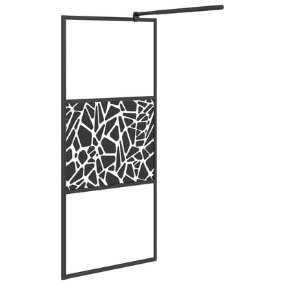 Parete Doccia Walk in 80x195cm Vetro ESG con Design Pietre Nero
